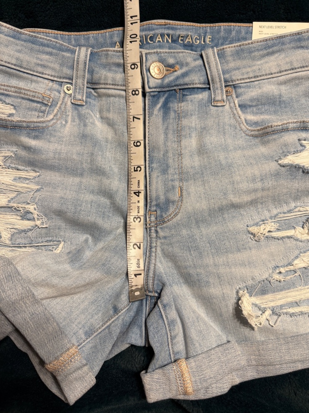 NWT American Eagle 12 Light Wash Distressed Denim Shorts - Picture 7 of 7